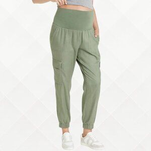 Isabel Maternity Over-Belly High-Rise Joggers • Green • M • NWT - MTS-100003